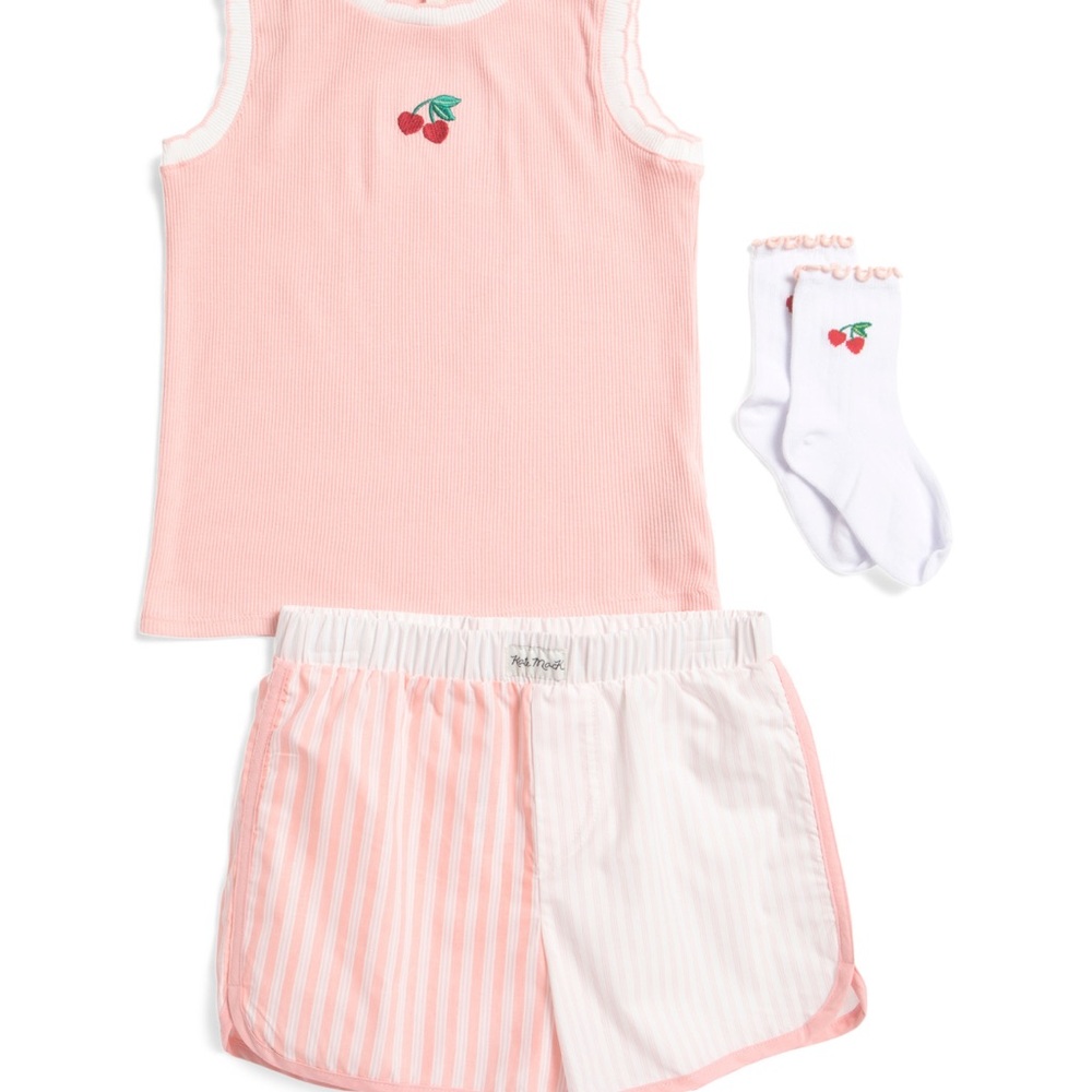 Kate Mack Pink and White Kids Matching Set